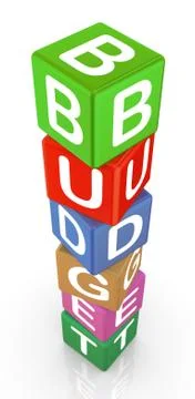 3d text cubes budget Stock Illustration