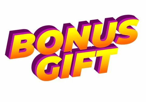 3D text design featuring the words BONUS GIFT in vibrant colors, with a gra.. Stock Illustration