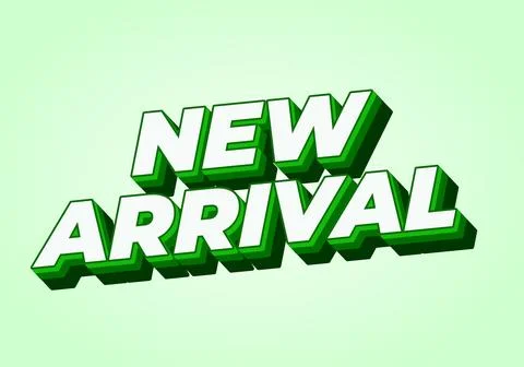 3D text design featuring the words New Arrival in bold green and white colo.. Stock Illustration