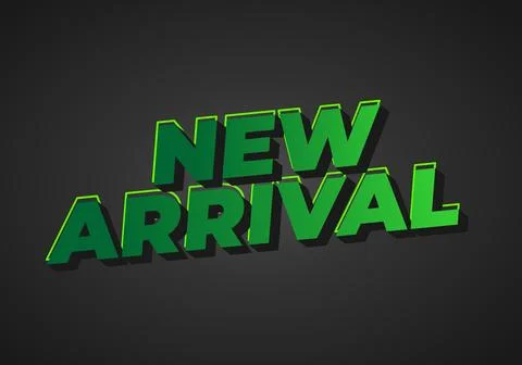 3D text design featuring the words New Arrival in bold green letters Stock Illustration
