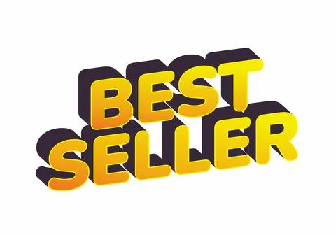 3D text design featuring the words Best Seller in bold, vibrant yellow and .. Stock Illustration