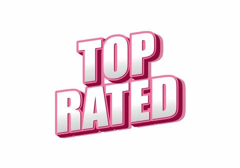 3D text design featuring the words Top Rated in bold, pink and silver color.. Stock Illustration