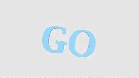 3D text displaying the word GO animation with alpha channel. Stock Footage 307478836