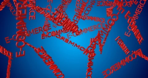 3d text E-COMMERCE falling Video stock 100781746