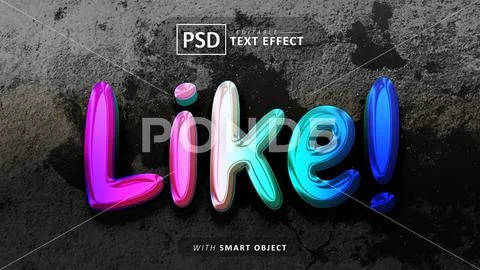 Like 3d text effect editable PSD Template