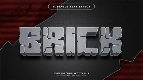 3D text effect with stone style and Cracked wall breakage background Stock Illustration