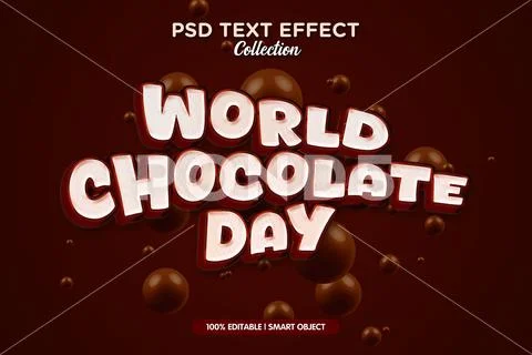 3d text effect world chocolate day template PSD 模板