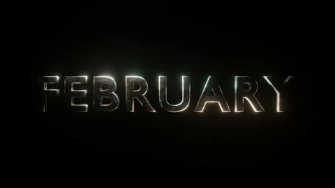 3d text February on a black background, shimmering in two colors Stock Footage 152762907