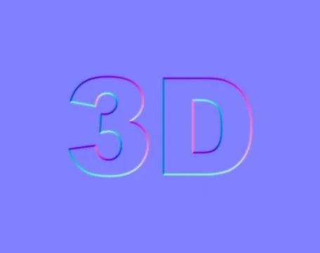 3d text in the form of a normal map, 3d render Illustrazione stock