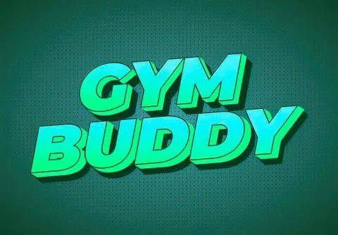 3d text gym buddy in bright green on dark background Stock-Illustration