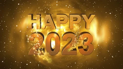 3D text Happy 2023 background in golden color Stock Footage 220768028