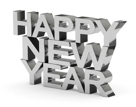 3d text HAPPY NEW YEAR isolated on white Stock Illustration