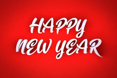 3d text HAPPY NEW YEAR on red background Stock Illustration
