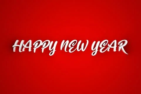 3d text HAPPY NEW YEAR on red background Illustrazione stock