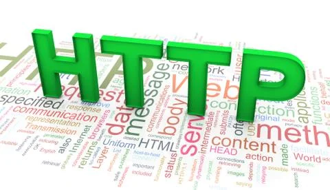 3d text 'http' on the http wordclod background Stock-Illustration