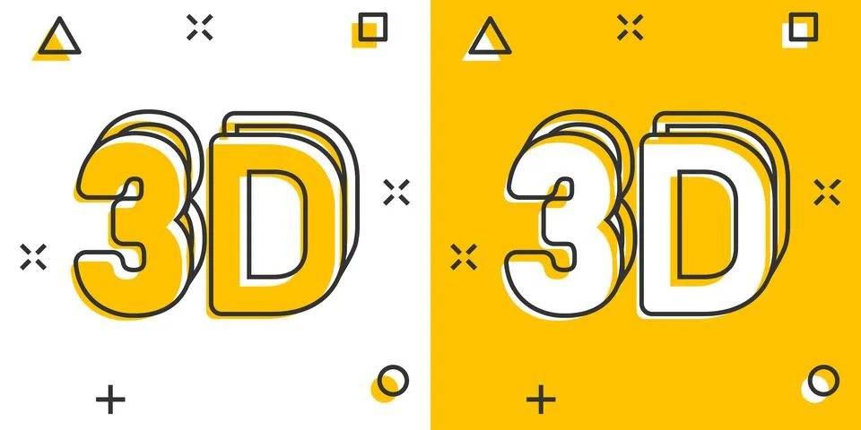 3d text icon in comic style. Word cartoon vector illustration on white isolat Illustrazione stock