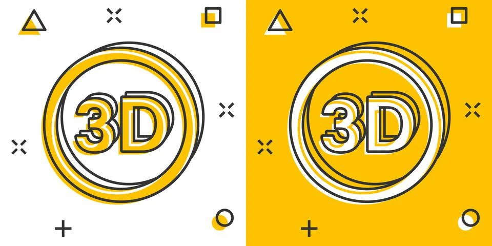 3d text icon in comic style. Word cartoon vector illustration on white isolat Illustrazione stock