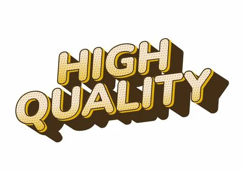 3D text illustration of High Quality in yellow with shadow effect. Stock Illustration