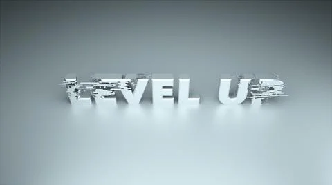 3d text - Level up with glitches effect are on surface, background for gaming Illustrazione stock