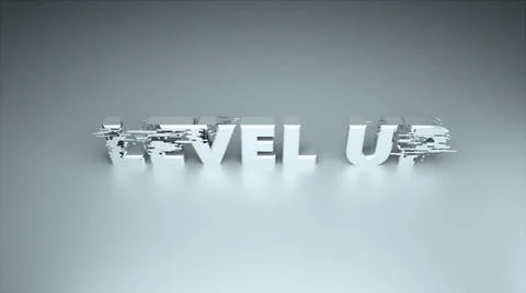 3d text - Level up with glitches effect are on surface, background for gam... Stock Photos