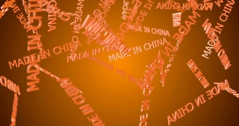 3d text MADE IN CHINA falls slow motion Video stock 102755462