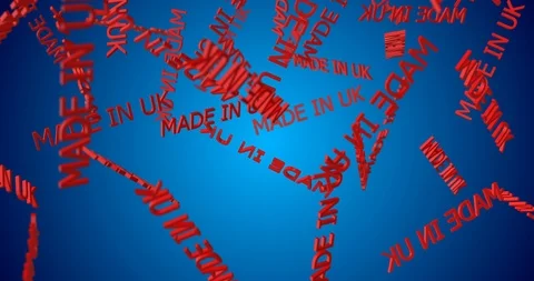 3d text MADE IN UK falling Stock Footage 103065485