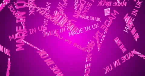 3d text MADE IN UK falling Stock Footage 103065974