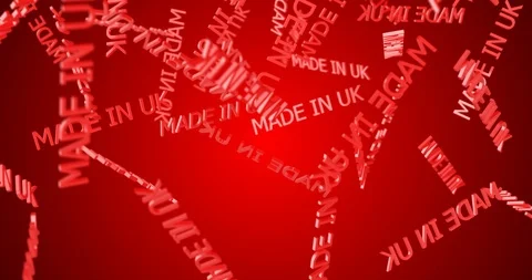 3d text MADE IN UK falling Stock Footage 103066156