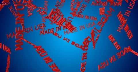 3d text MADE IN USA falls Video stock 103067061