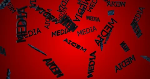 3d text MEDIA gold falling slow motion Stock Footage 102067465