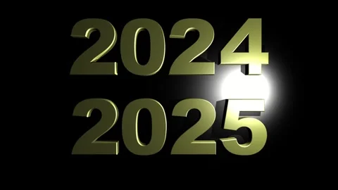 3d text motion graphic. 2024, 2025, and golden text Stock Footage 297431195