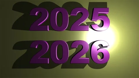 3d text motion graphic. 2025, 2026, and colorful light Stock Footage 297446606