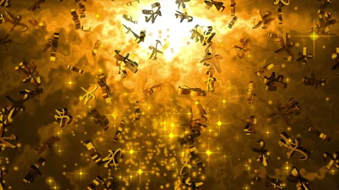 3D Text Muhammad Symbol Floating Golden color Stock Footage 166320361