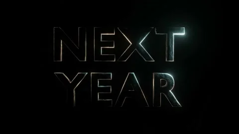 3D text Next Year. Metallic text shimmers in two colors on a black background Stock Footage 152925409