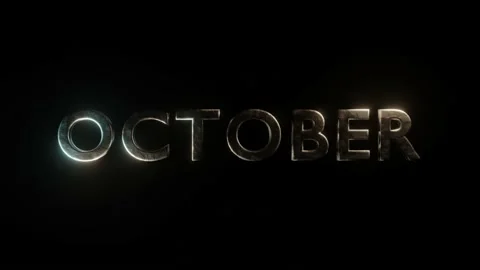 3d text October on a black background, shimmering in two colors Stock Footage 152762977