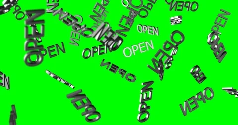 3d text OPEN falling slow motion Stock Footage 101361479