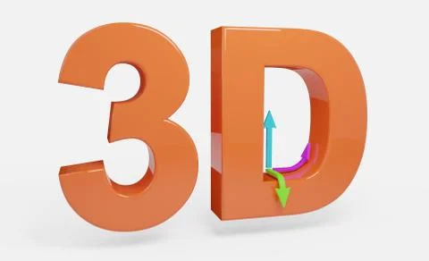 3D text orange with arrows illustration isolated Stock Illustration