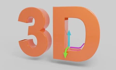 3D text orange with arrows illustration Stock Illustration