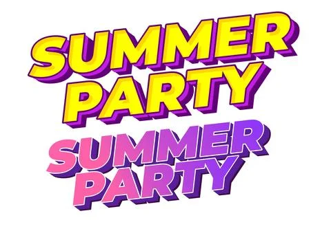 3d text reading summer party repeated twice in bright yellow and pink purpl.. イラスト素材