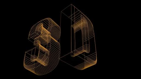 3d text render wireframe Illustrazione stock