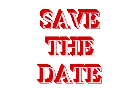 3D text Save the date on white background, illustration. Business concept Stockfoto's