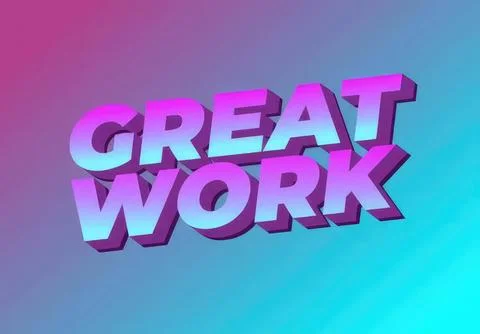 3d text saying great work in purple and blue colors イラスト素材