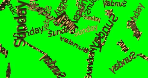 3d text SUNDAY golden falling slow motion Stock Footage 101405289