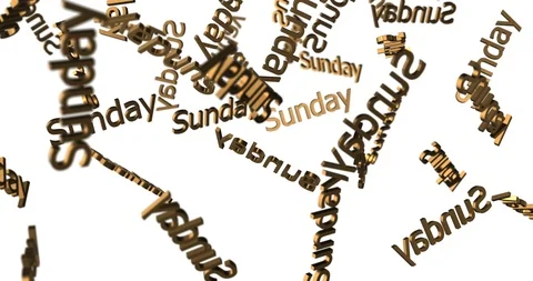 3d text SUNDAY golden falling slow motion Stock Footage 101406206