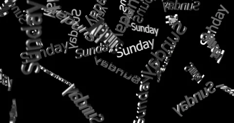3d text SUNDAY silver falling slow motion Stock Footage 101407237