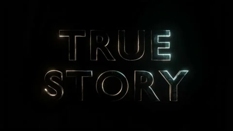 3D text True Story. Metallic text shimmers in two colors on a black background Stock Footage 152925408