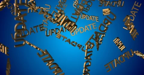3d text UPDATE gold falling Stock Footage 101670449