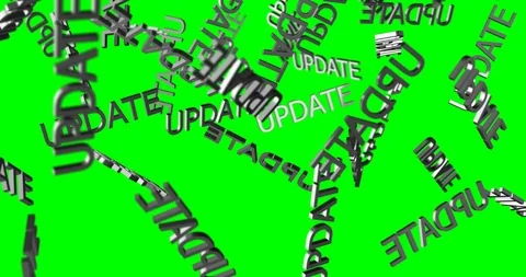 3d text UPDATE silver falling Stock Footage 101672337