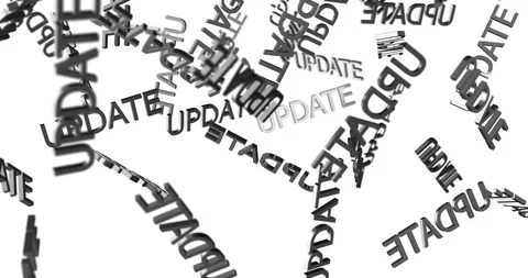 3d text UPDATE silver falling Stock Footage 101672373