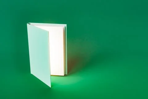 3D textbook placed against green background Stock Photos